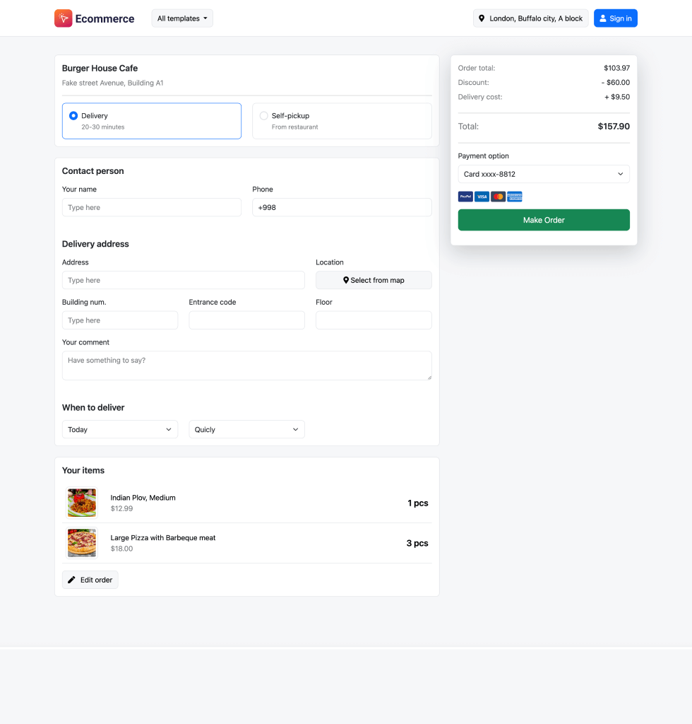 E-commerce shop mobile app design screenshot