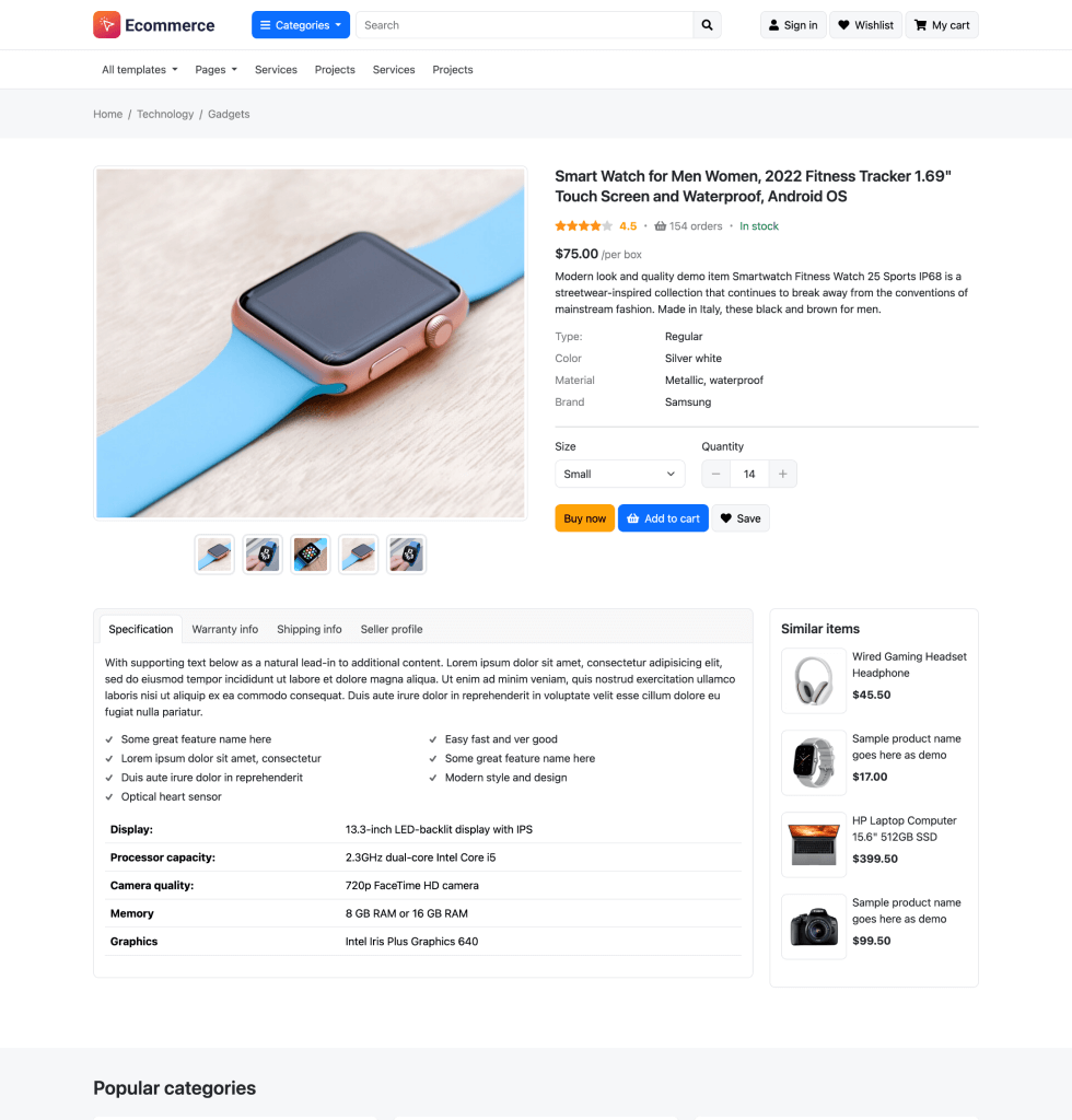 E-commerce shop mobile app design screenshot