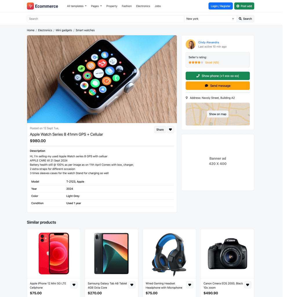 E-commerce shop mobile app design screenshot