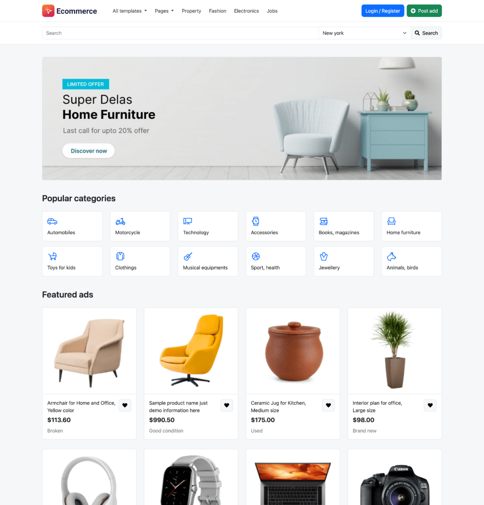 E-commerce shop mobile app design screenshot