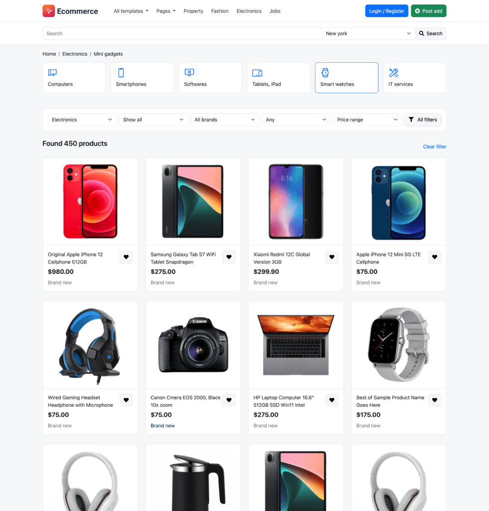 E-commerce shop mobile app design screenshot